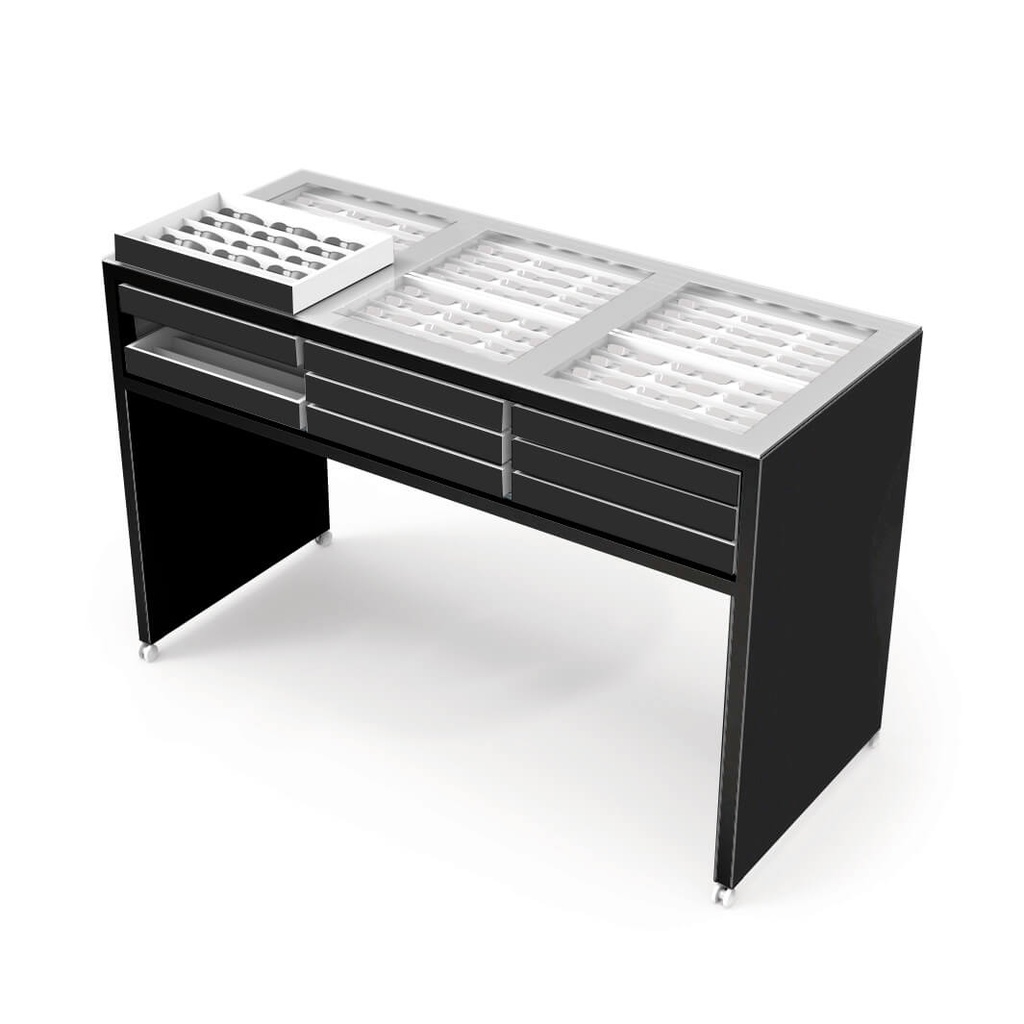 Table vitrine avec plateau(x), acrylique blanc