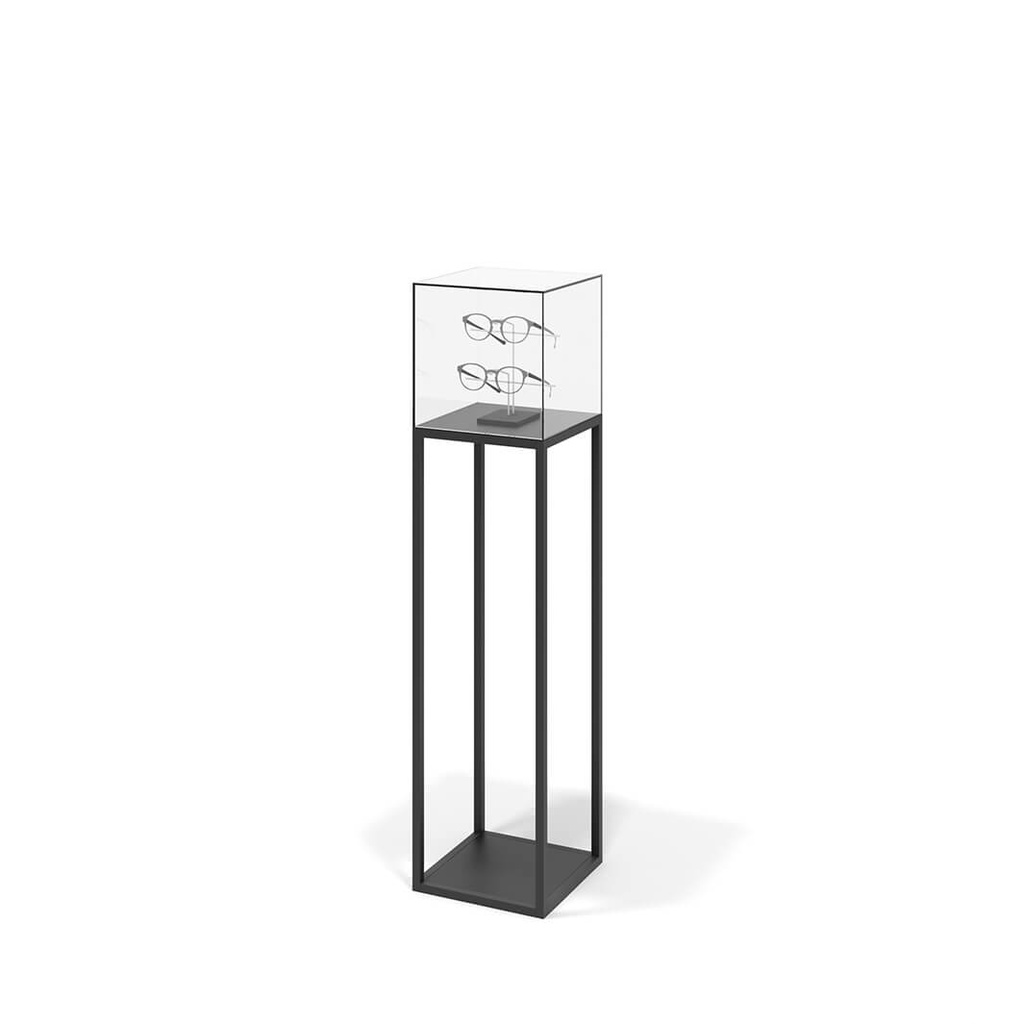 [STK.PD3.100 black] Piedistallo STK, struttura con scatola in acrilico (220x1000x220 mm, struttura nera)