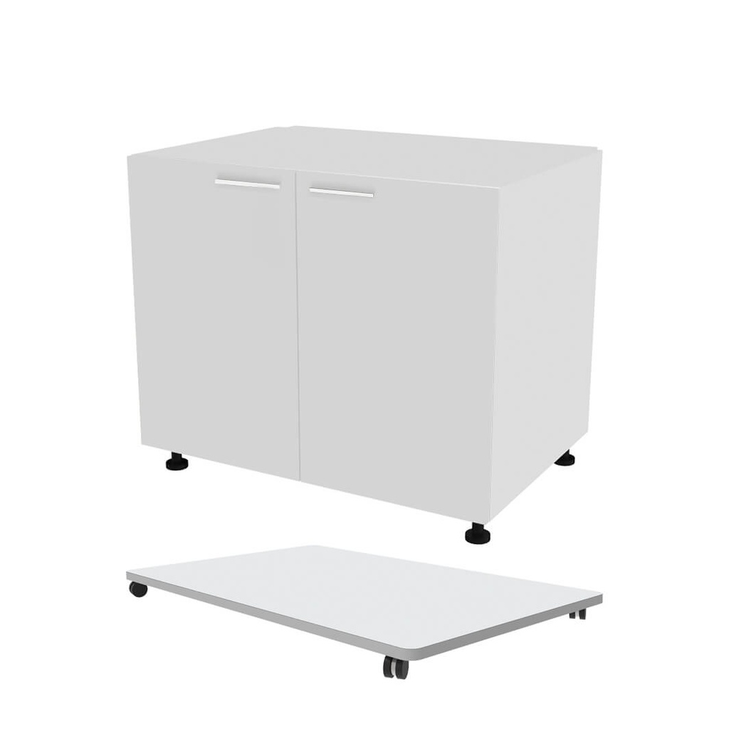 LAB cabinet without bottom, board on wheels, 2 doors, 1000x850x680 mm