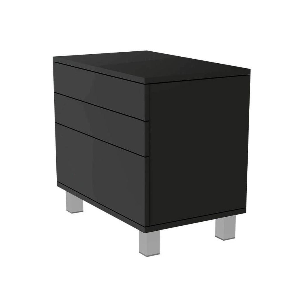 [FU.D.P.3.70 / B3.P.S.70 black] Armadio FS con 3 cassetti, apertura tip-on, chiusura ammortizzata (700x580x400 mm, 40 montature + 40 astucci, MDF nero)