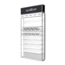 STK wall display with top cap, LED shelves, 5 logo holders incl., 930x1780x320 mm