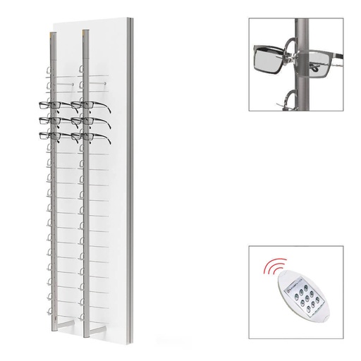 Espositore a parete SRC, 2 aste bloccabili a distanza (36 montature), 450x1500x280 mm