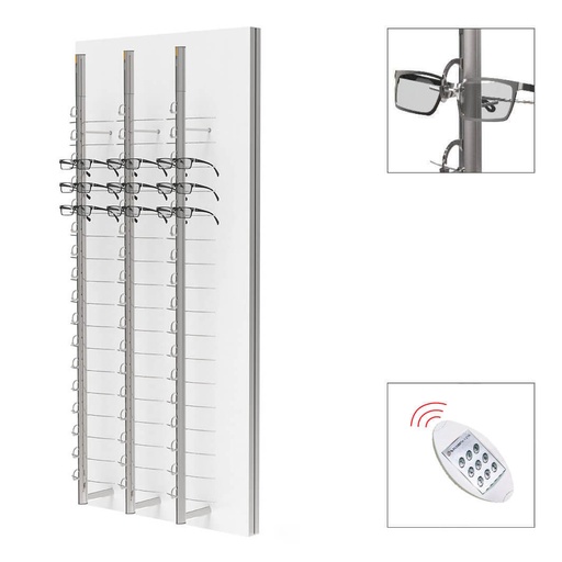 Espositore a parete SRC, 3 aste bloccabili a distanza (54), 700x1500x280 mm