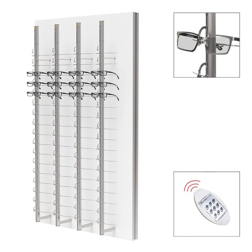 Expositor de pared SRC, 4 barras con cerradura remota (72), 900x1500x280 mm