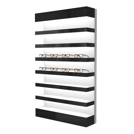 Expositor mural Quadro, 7 repisas LED