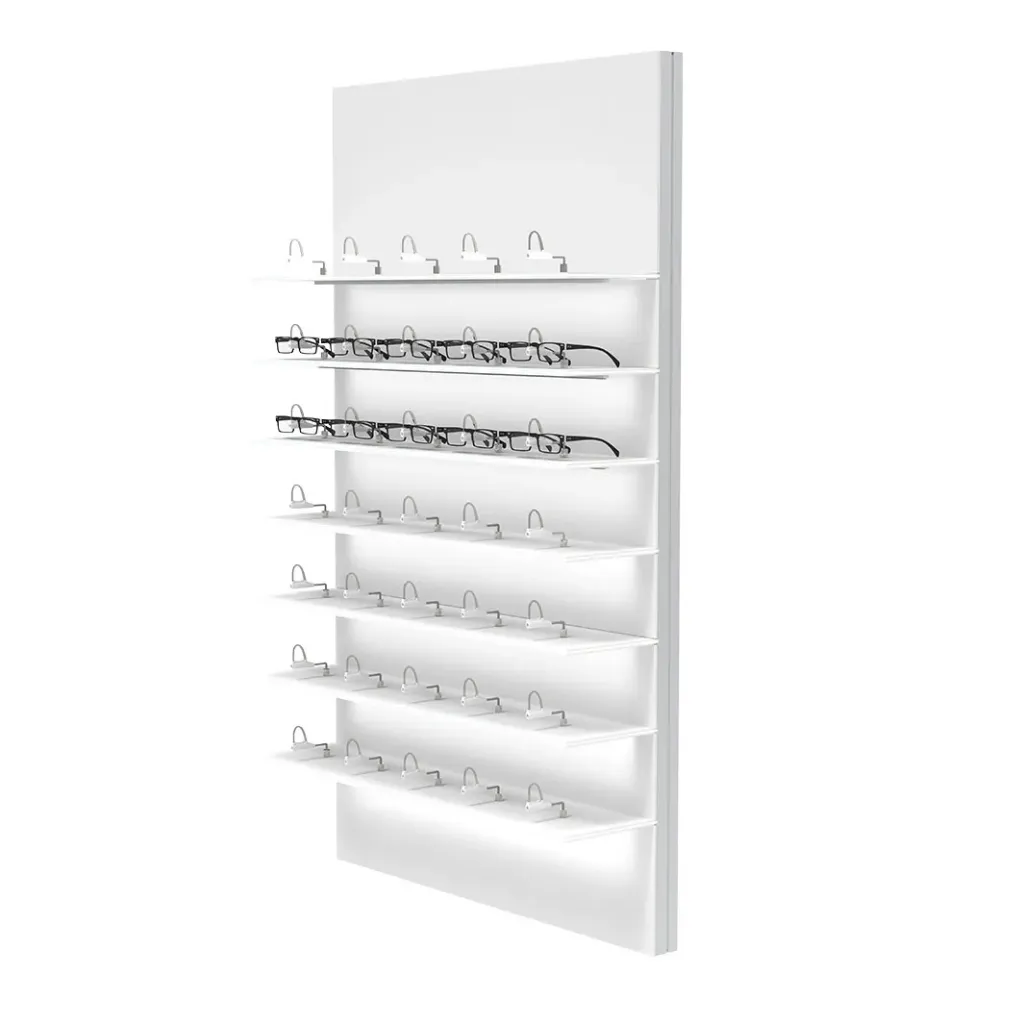 Vivida Single Lock wall display, 7 LED shelves, edge lighting
