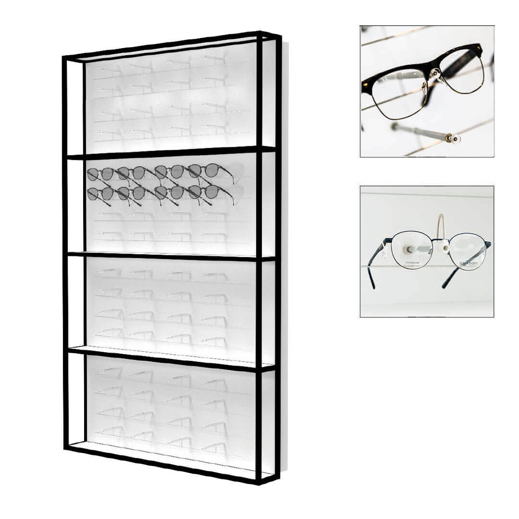 Présentoir mural STK avec 16 fils Multi Pin (64 montures), 930×1530×230 mm, LED