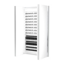 + Dual D3S Rückaufbewahrung, 15 Ablagen, 75 Brillen-/Etuis, 900x1500x195 mm