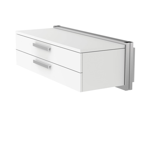 Wandschrank, 2 flache Schubladen mit Griffen, weiß