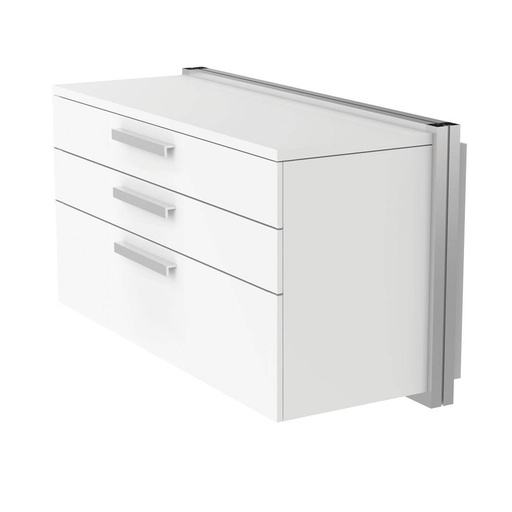 Wall cabinet, 3 drawers with handles, white