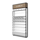 STK wall display with top cap, LED shelves, 5 logo holders incl., 930x1780x320 mm