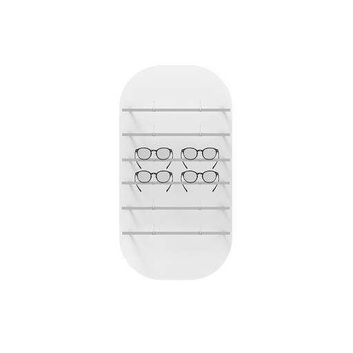 Clear Look Wandpräsenter, oval geformt, 6 Stangen (12 Fassungen), 400x760x280 mm