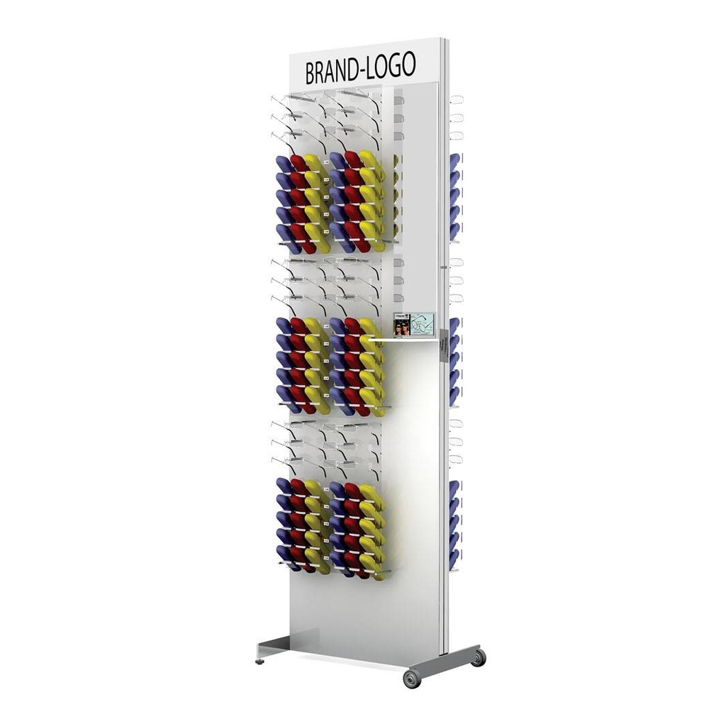 FS Lesebrillenpräsenter, 2 Spiegeln, 2 Ablagen, 36 Brillen, 180 Etuis, 600x2000x400 mm