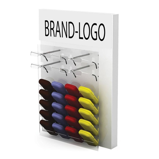 [T.S.RG / RG.TS] Table display for reading glasses, 1-sided, 4 glasses, 20 cases, 300x620x140 mm