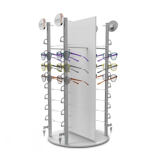 Table display with 4 RR8 rods (32), rotating plate, 330x720 mm