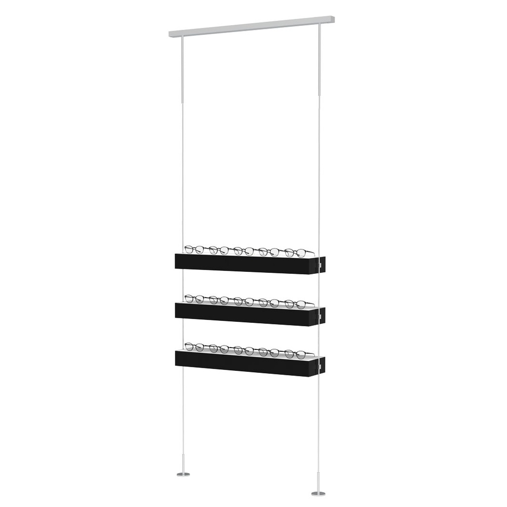 Expositor Sky Line Quadro, 3 estantes LED, 900x1600-4500 mm