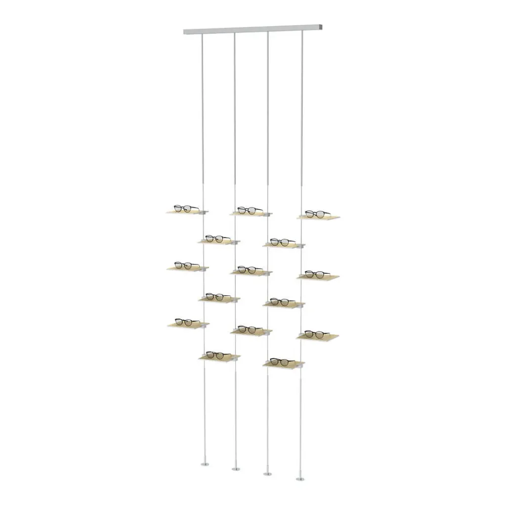 Expositor Sky Line Solo, 4 barras con 15 estantes laterales, 1000x1600-4000 mm