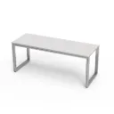 Mesa para escaparate, estructura de aluminio, placa superior acrílica con agujeros