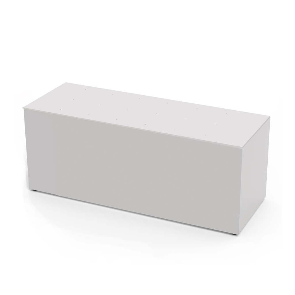 Schaufenster-Tisch, Aluminiumkonstruktion mit 4 Acrylplatten verkleidet, Acryl-Ablageplatte mit Löchern