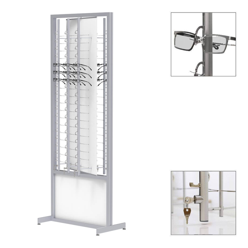 FS display, rotating plate with lockable rods