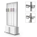 FS display, 2 rotating plates, 8 rods (144), 4 drawers (100), 1032x1980x400 mm