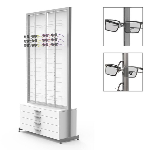 Expositor FS, 8 barras (144), 4 cajones (100), 1032x1980x400 mm