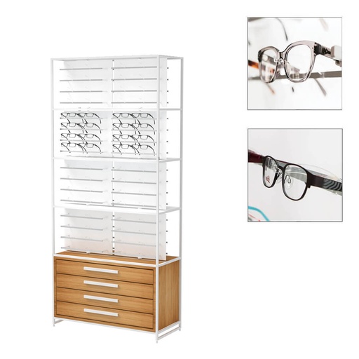 Présentoir STK FS, 64 barres CL (128), meuble en chêne, 930x2035x400 mm