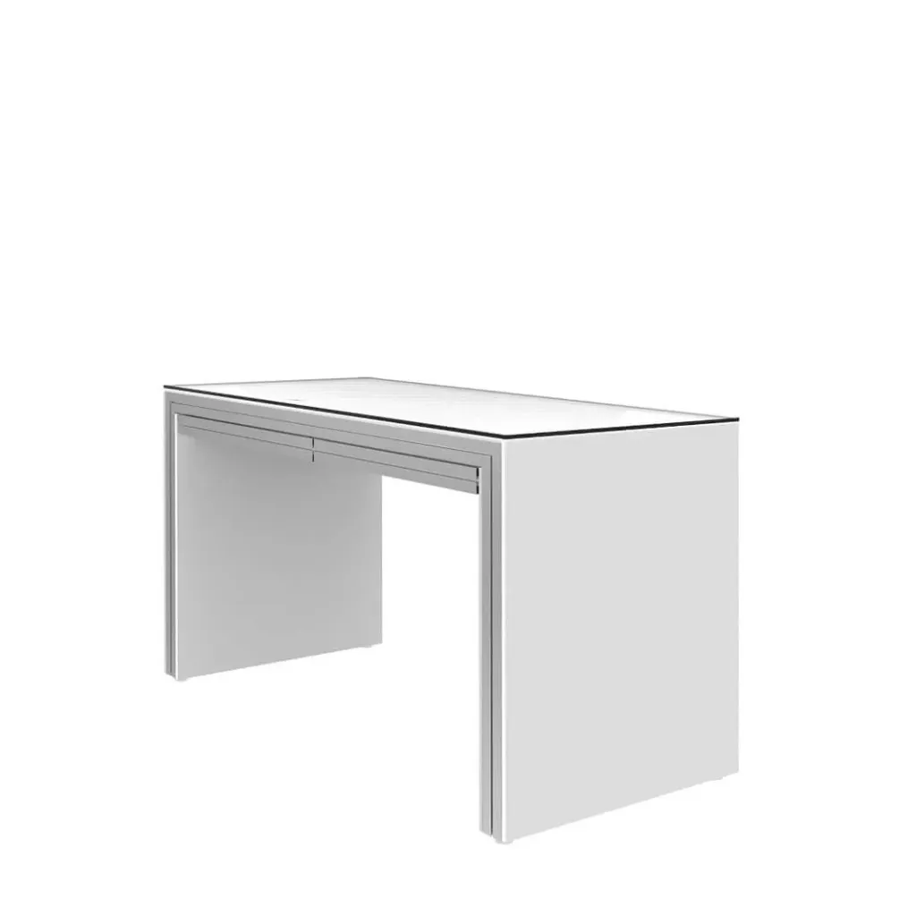 Mesa con cajón(es), placas laterales acrílicas, sobre de vidrio satinado, 1250x740x550 mm