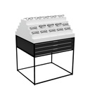 Espositore isola STK Gondola, 6 cassetti (150), parte superiore con 9 ripiani (50), 900x1150x785 mm