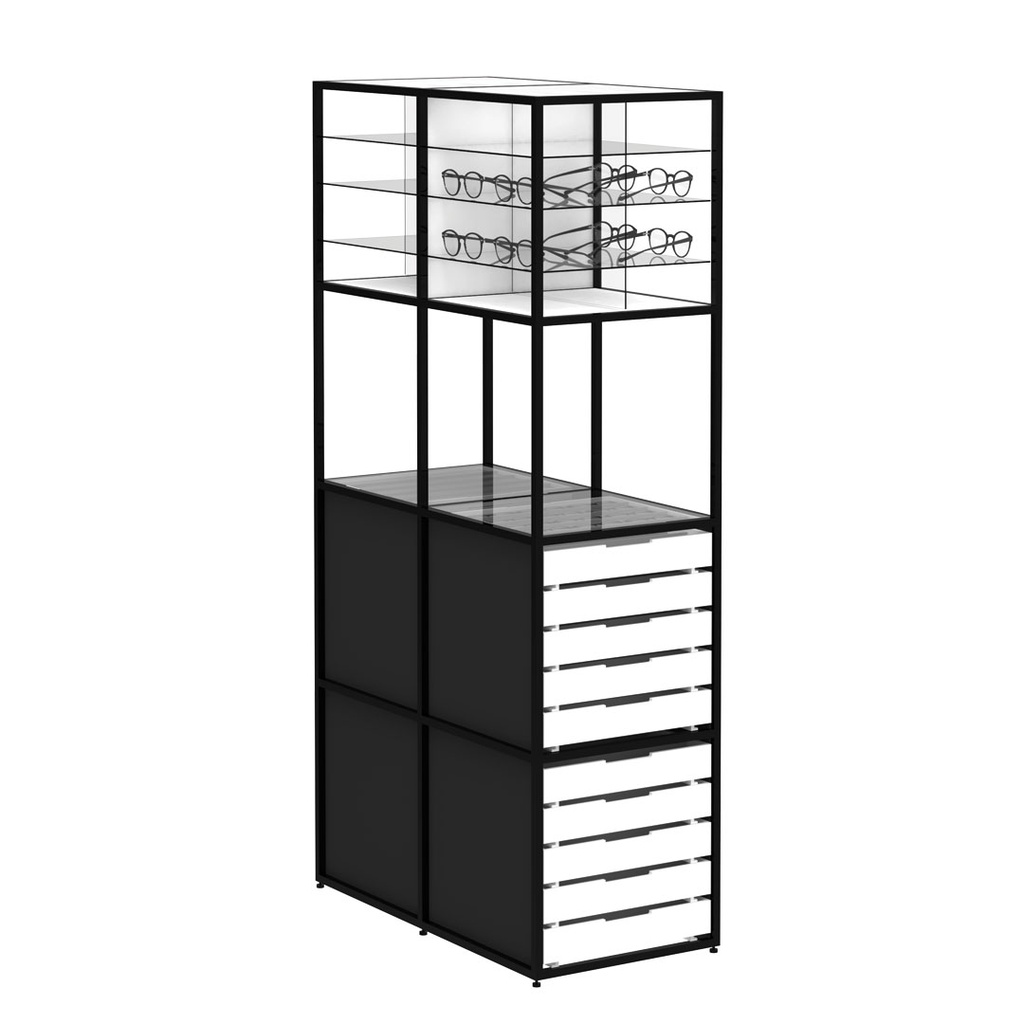 STK prezenter, 2 police tipa Criss-Cross (32), 20 ladica (200), 400x1555x785 mm