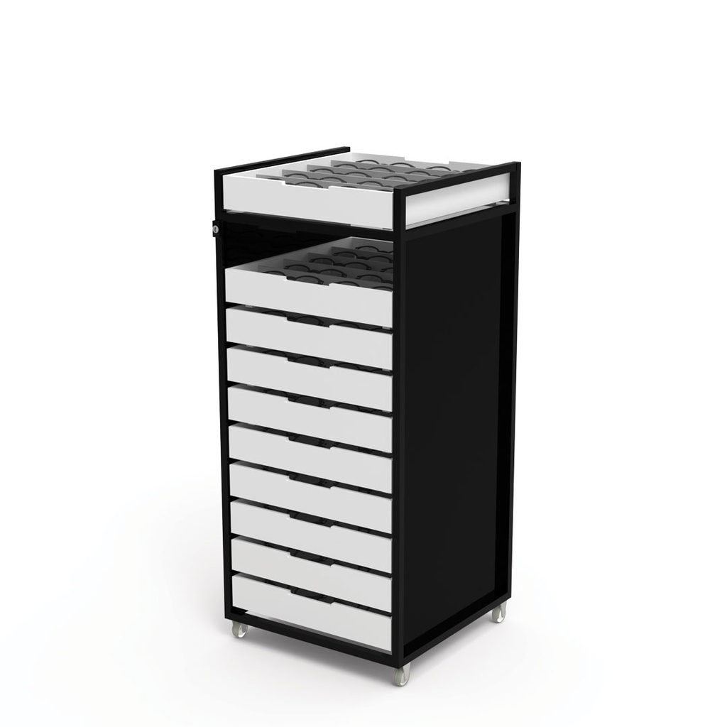 Carrello STK con 10 vassoi (120), 405x905x405 mm
