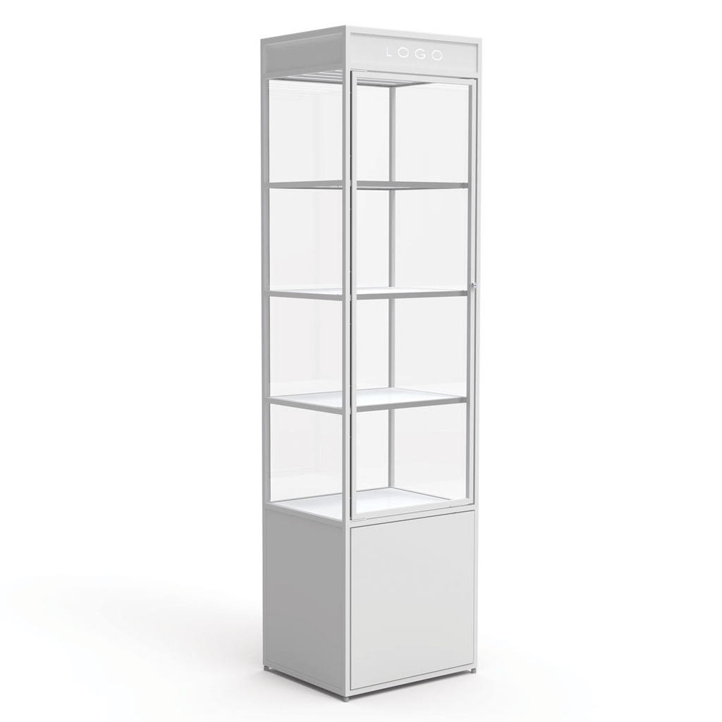 Vetrina espositiva STK con ante, 4 ripiani e mobile inferiore, 480x1820x400 mm