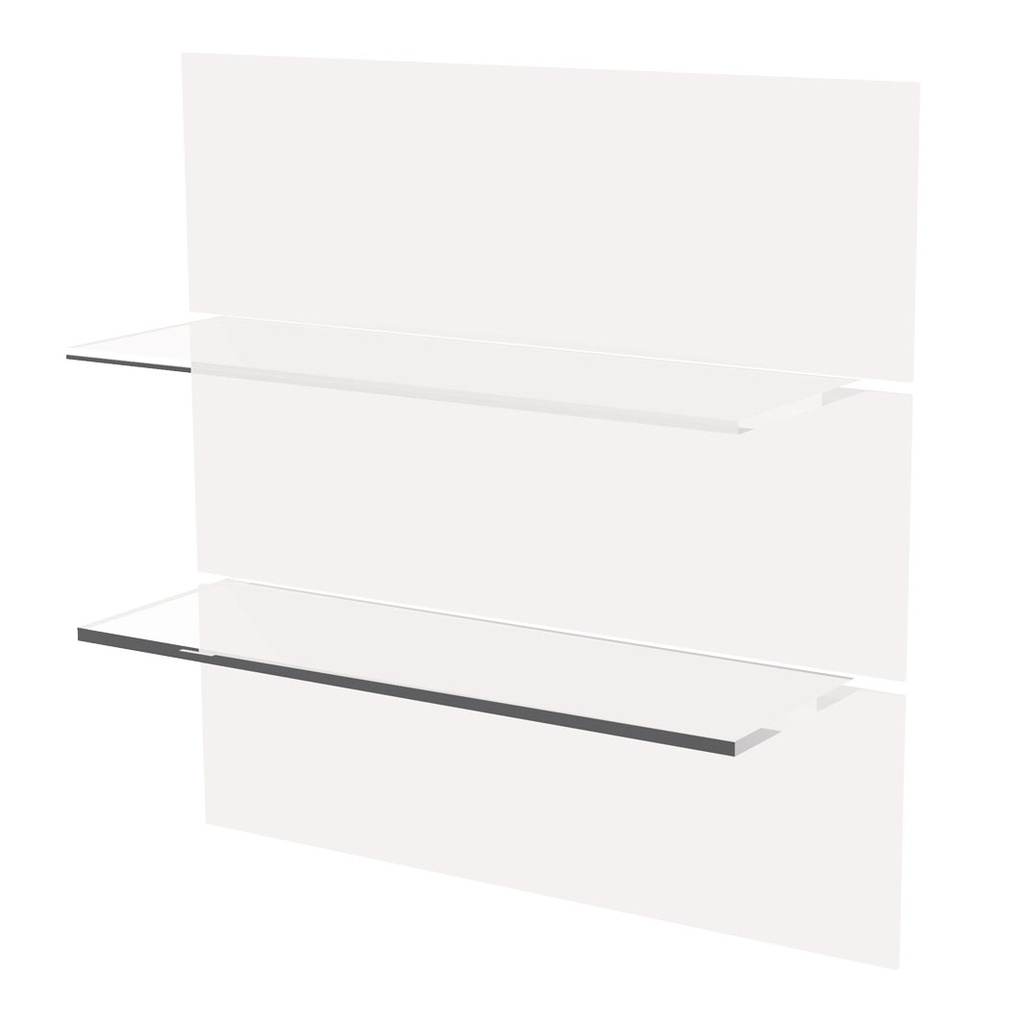 [EX.BSS / E.F.S2] EX backsplash with 2 shelves, white acrylic, 600x597x185 mm