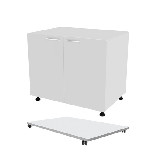 LAB cabinet without bottom, board on wheels, 2 doors, 1000x850x680 mm